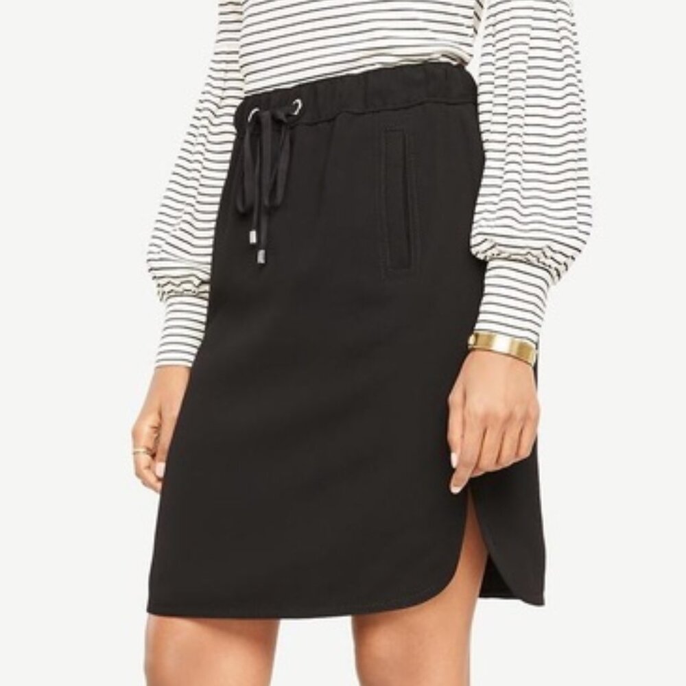 Ann Taylor Black Drawstring Jogger Skirt